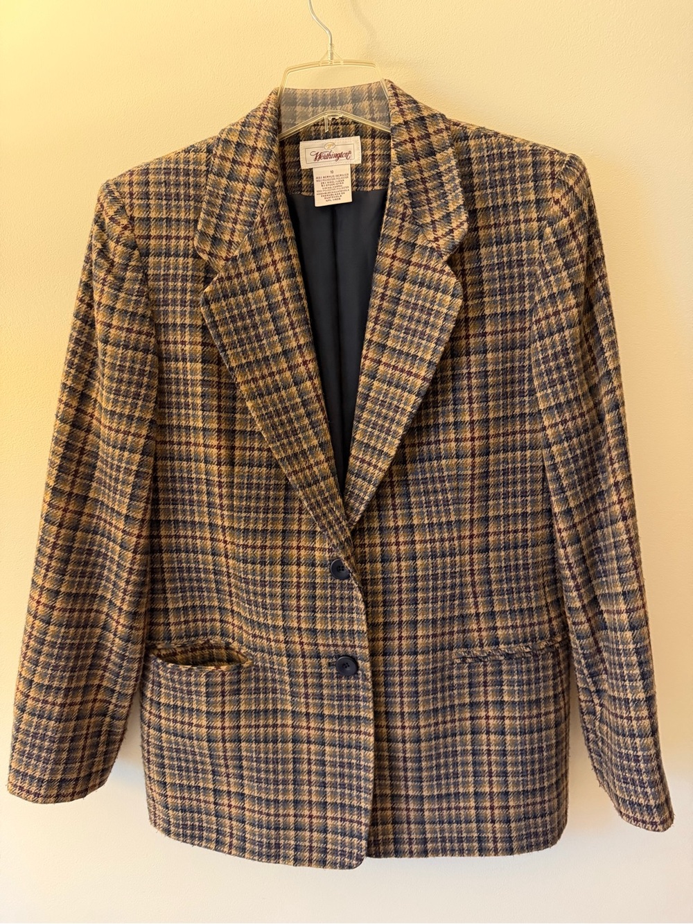 Worthington Plaid Blazer in Brown and Navy